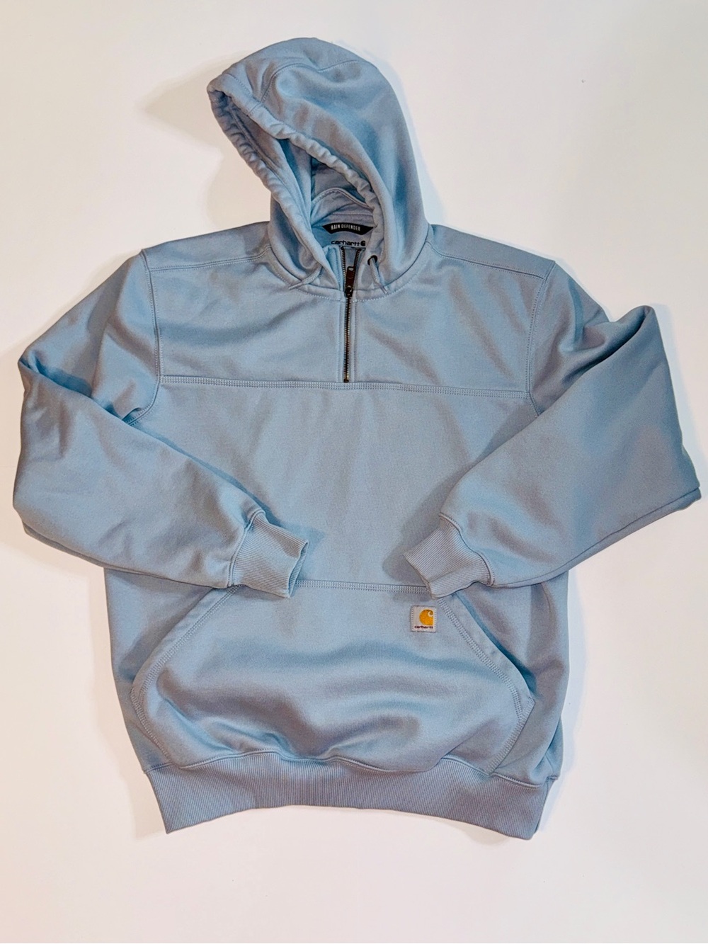 Carhartt Rain Defender Quarter Zip Hoodie Light Blue Large Tall - Picture 4 of 12
